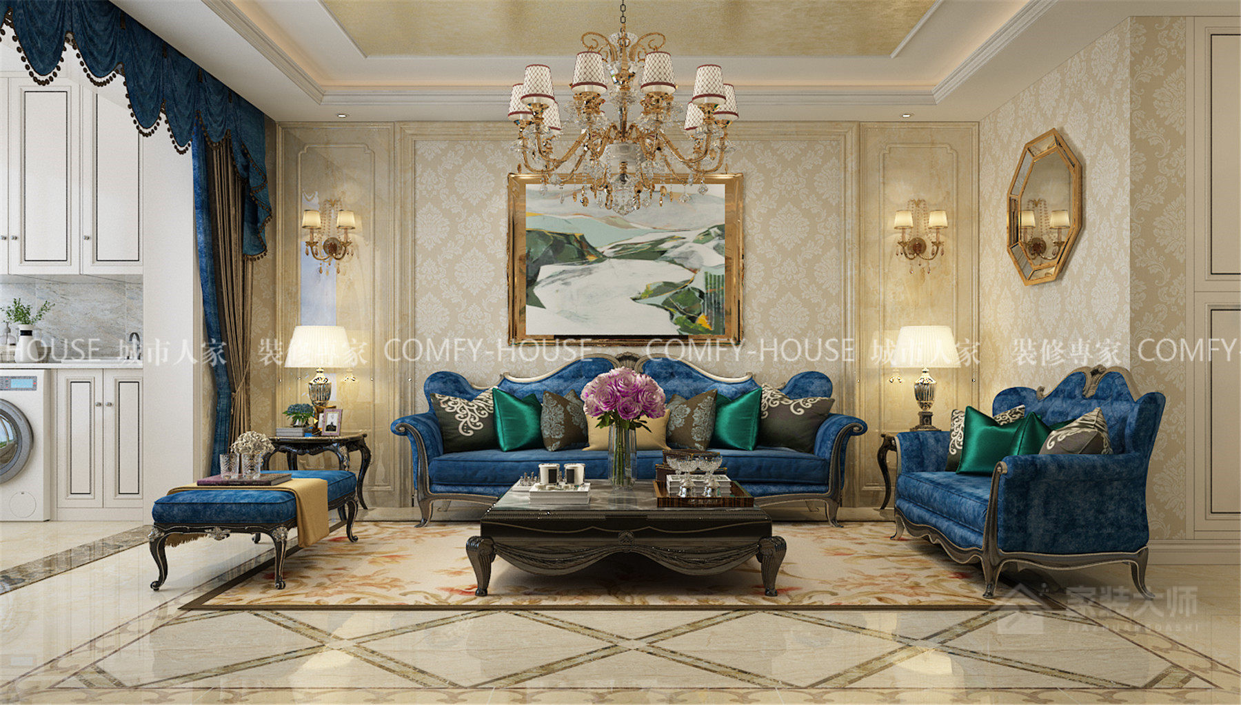 卧龙花园120平欧式风格