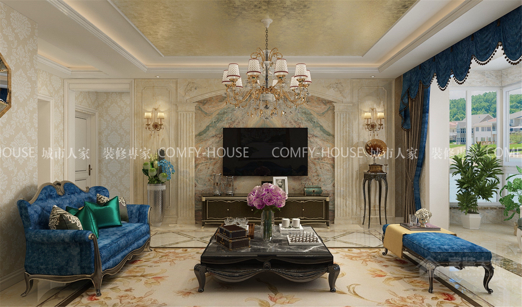 卧龙花园120平欧式风格