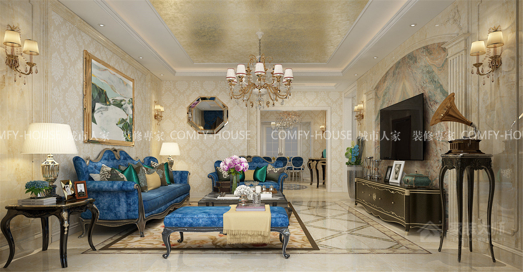 卧龙花园120平欧式风格