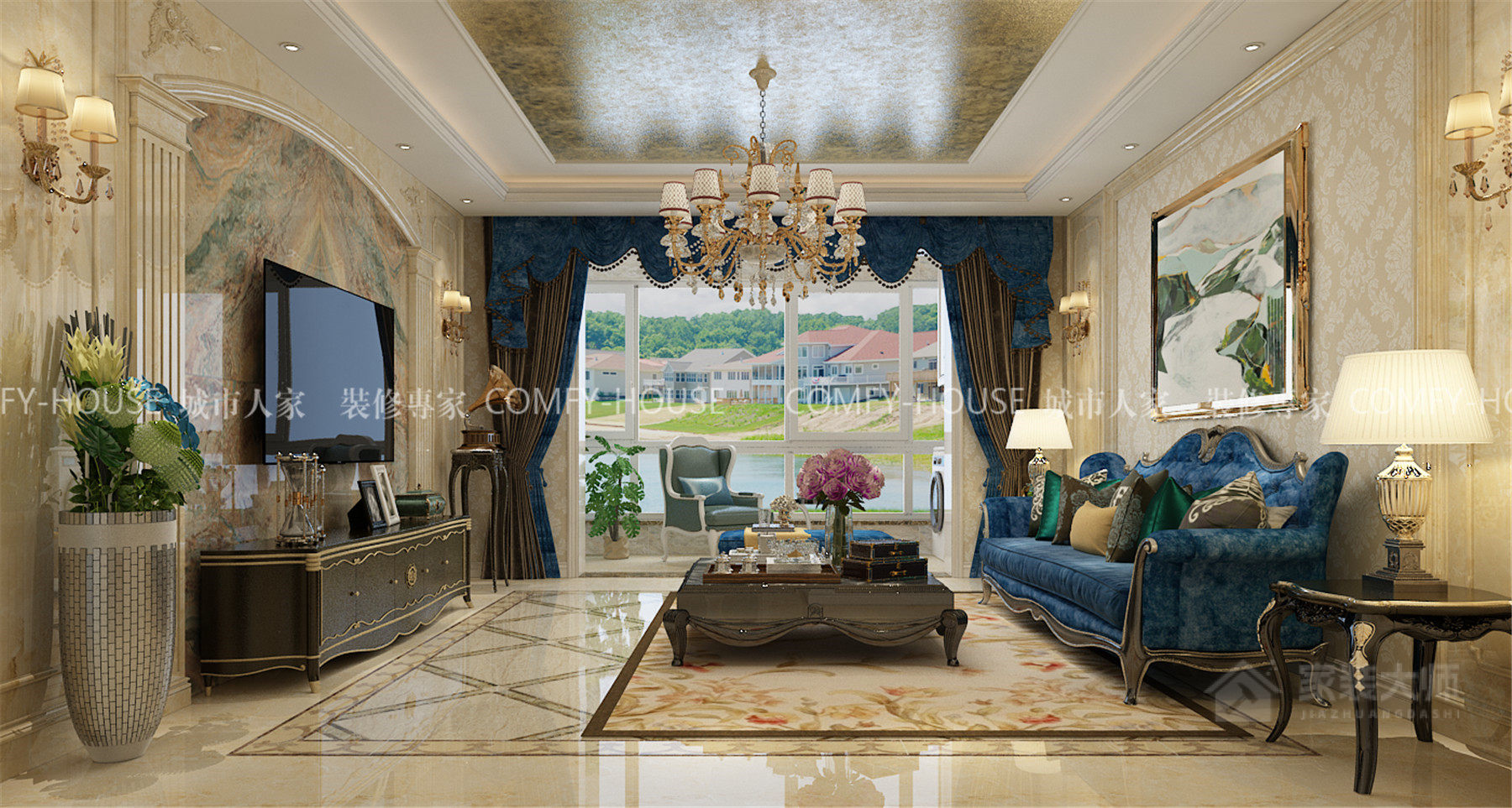 卧龙花园120平欧式风格