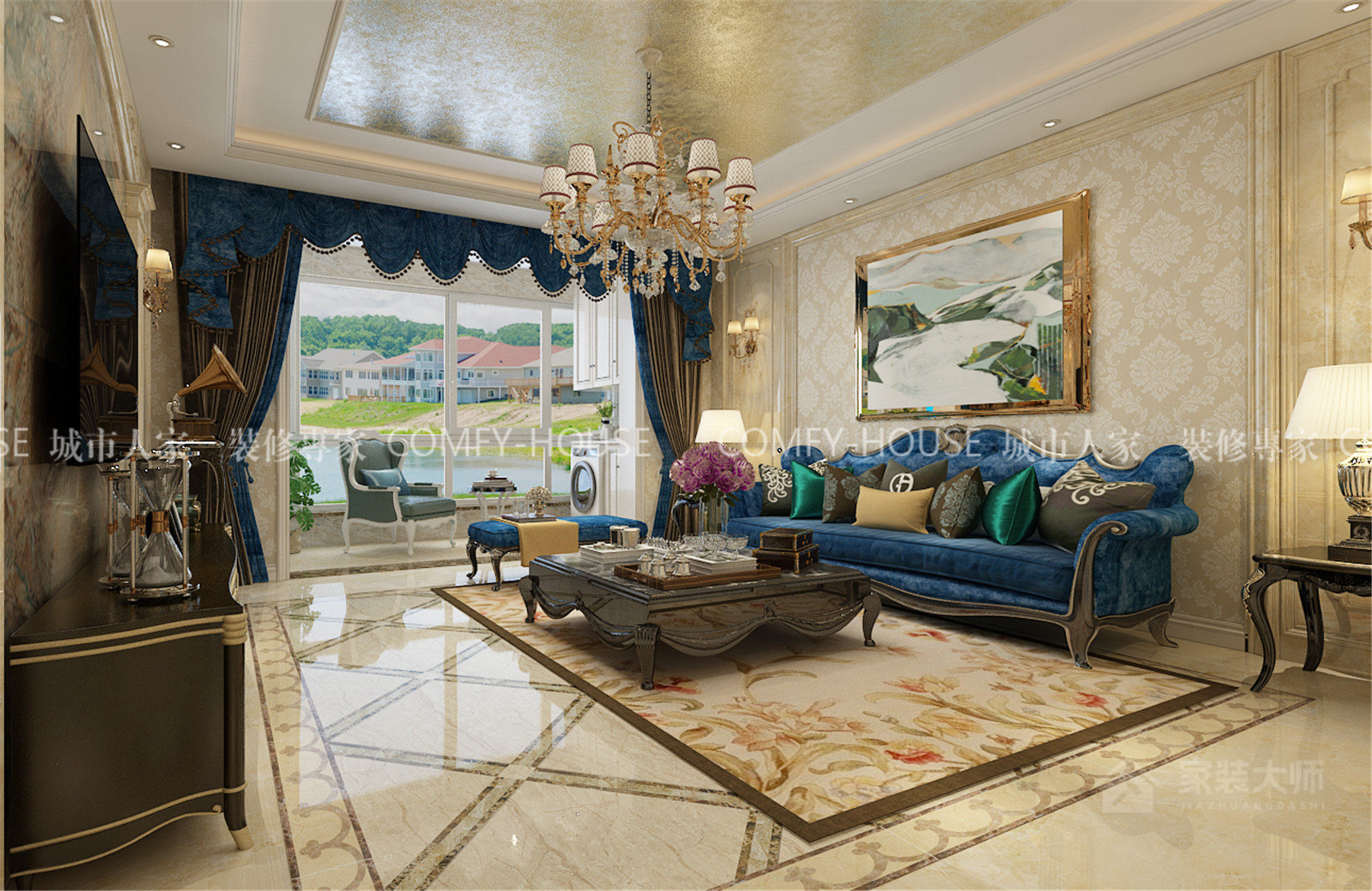 卧龙花园120平欧式风格