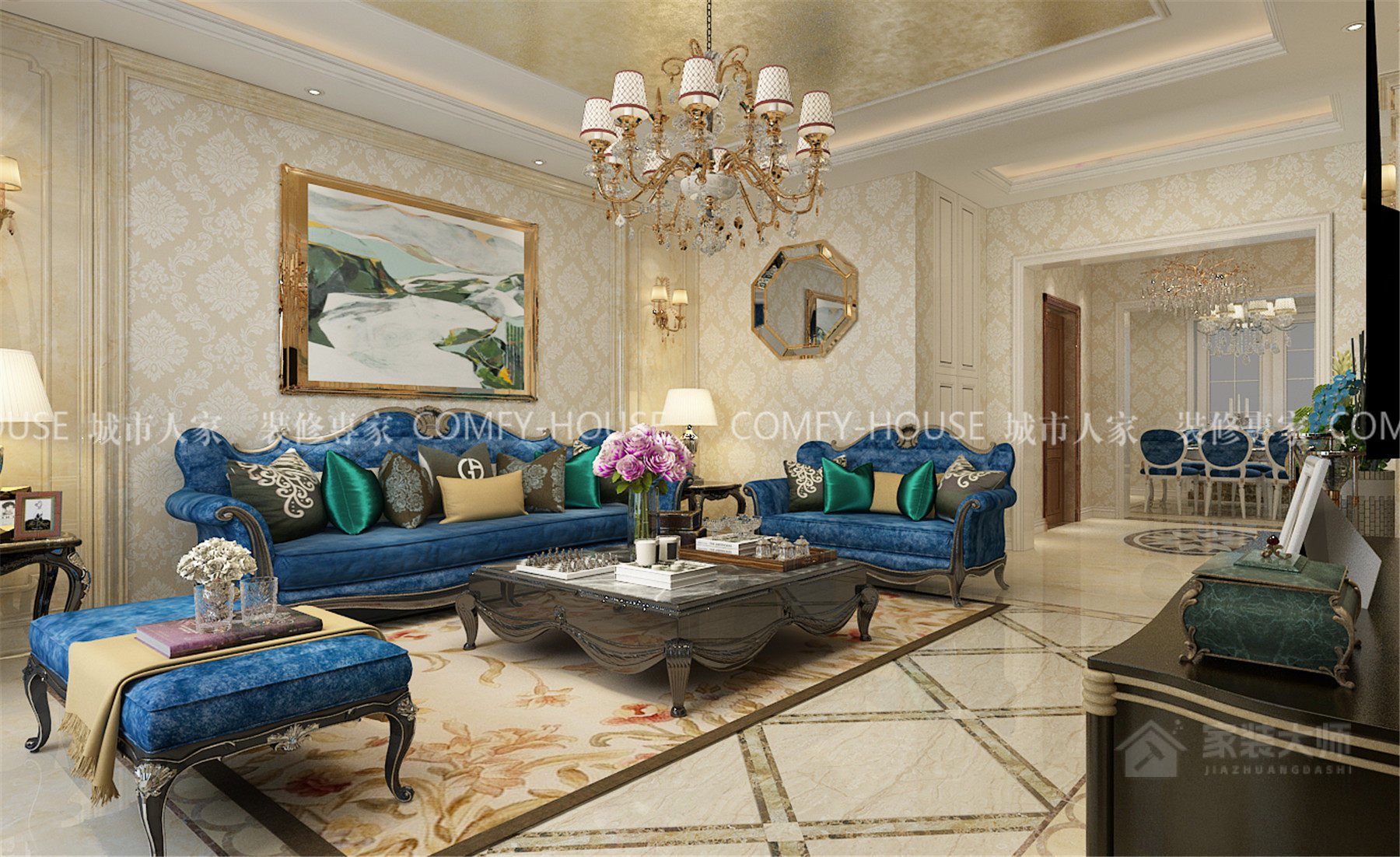 卧龙花园120平欧式风格