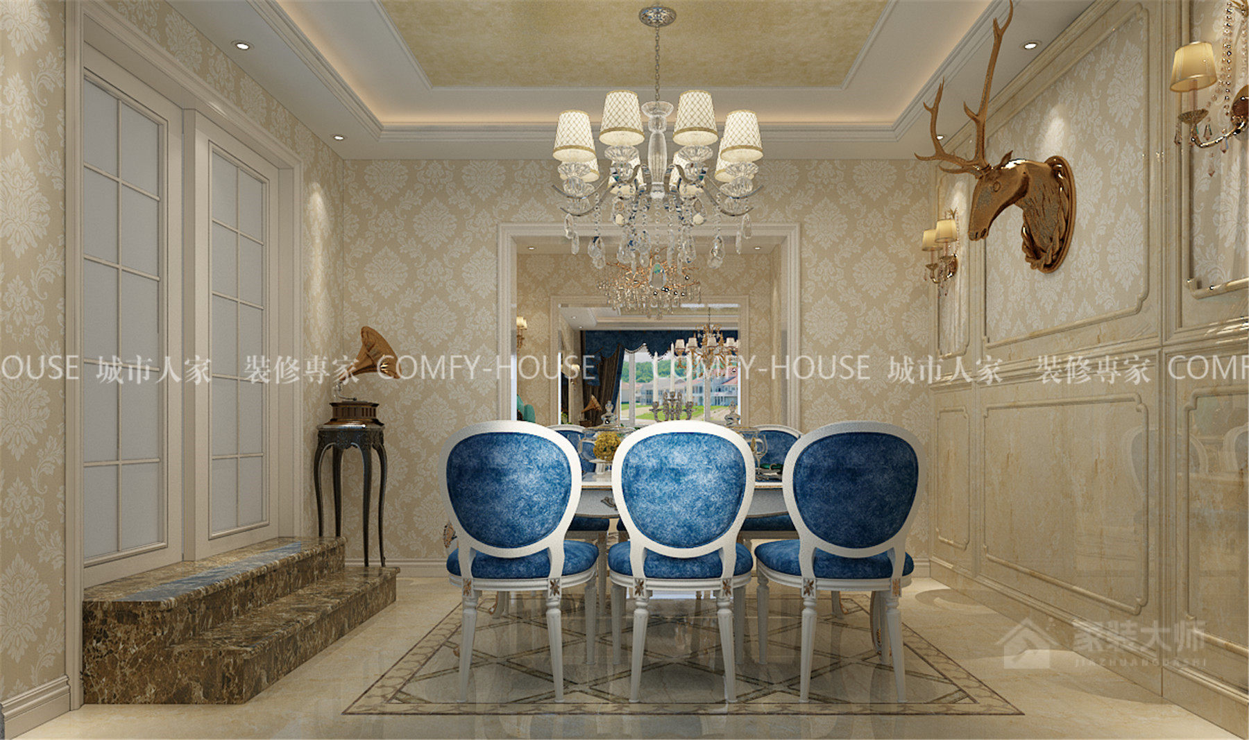 卧龙花园120平欧式风格