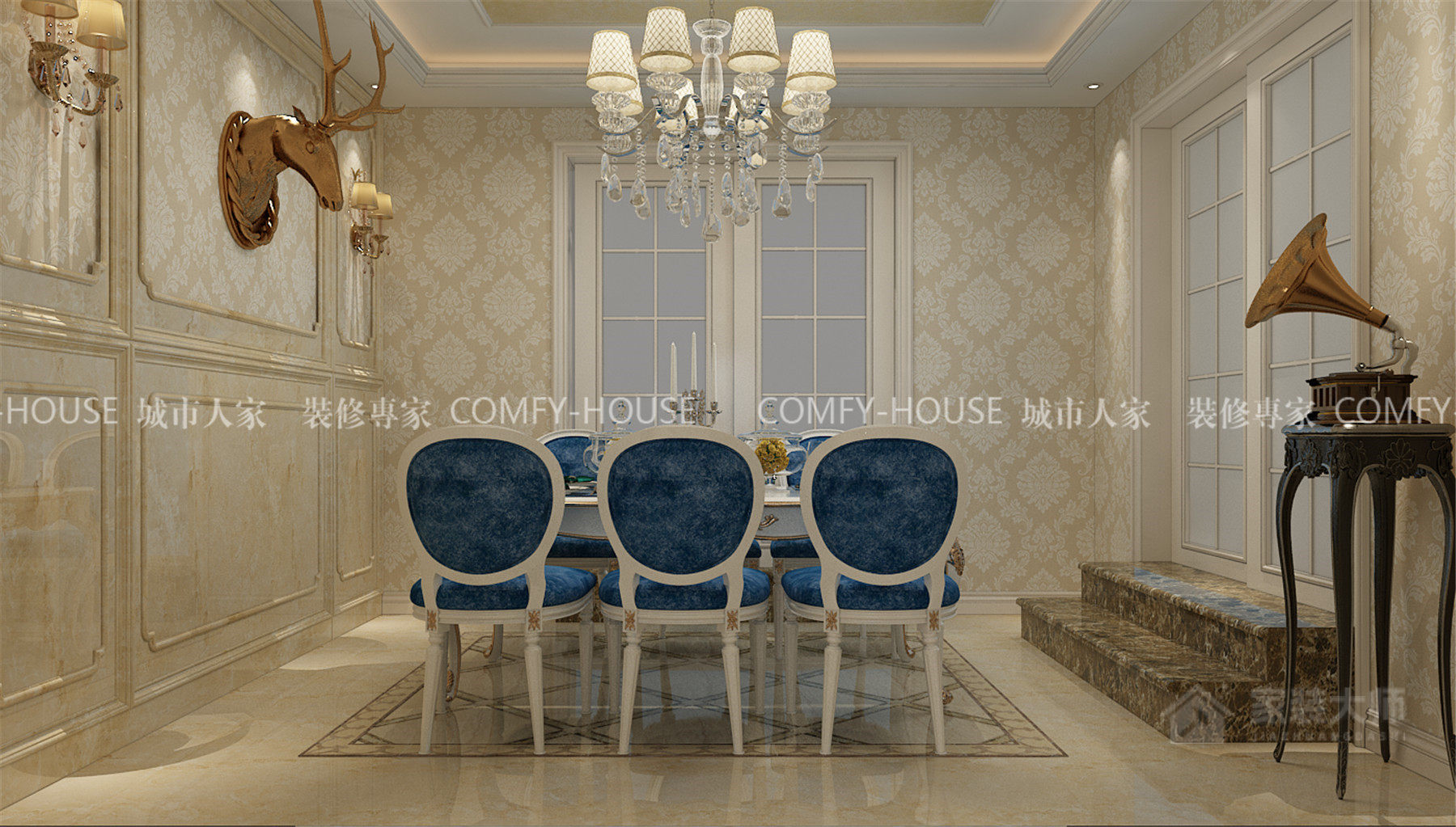 卧龙花园120平欧式风格