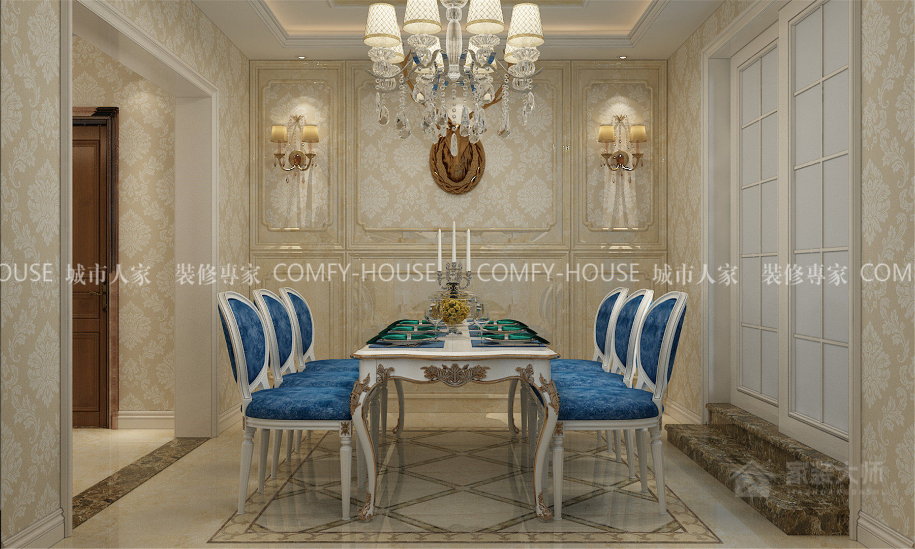 卧龙花园120平欧式风格